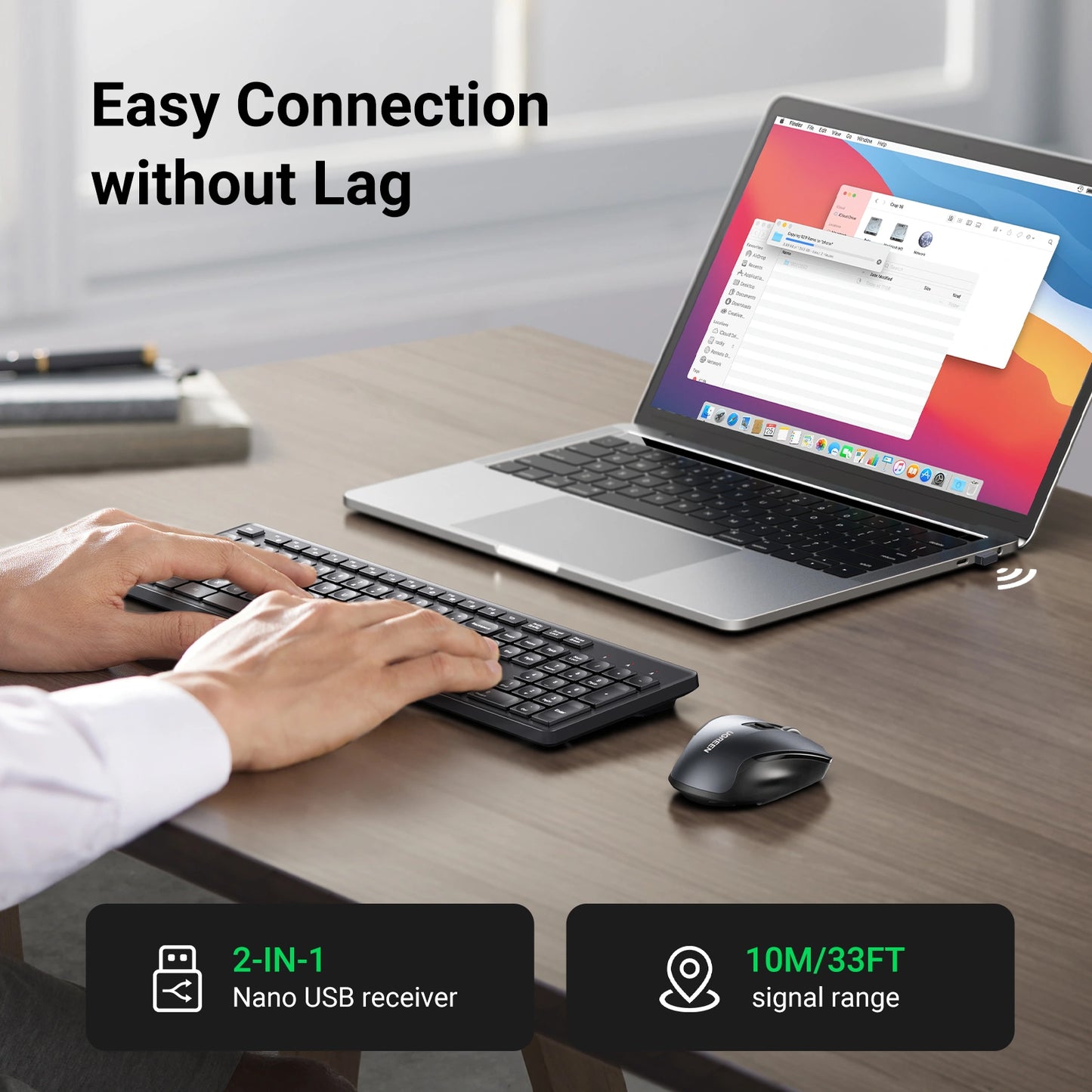 UGREEN Wireless Keyboard and Mouse Combo Without Battery – MK006 – 35740