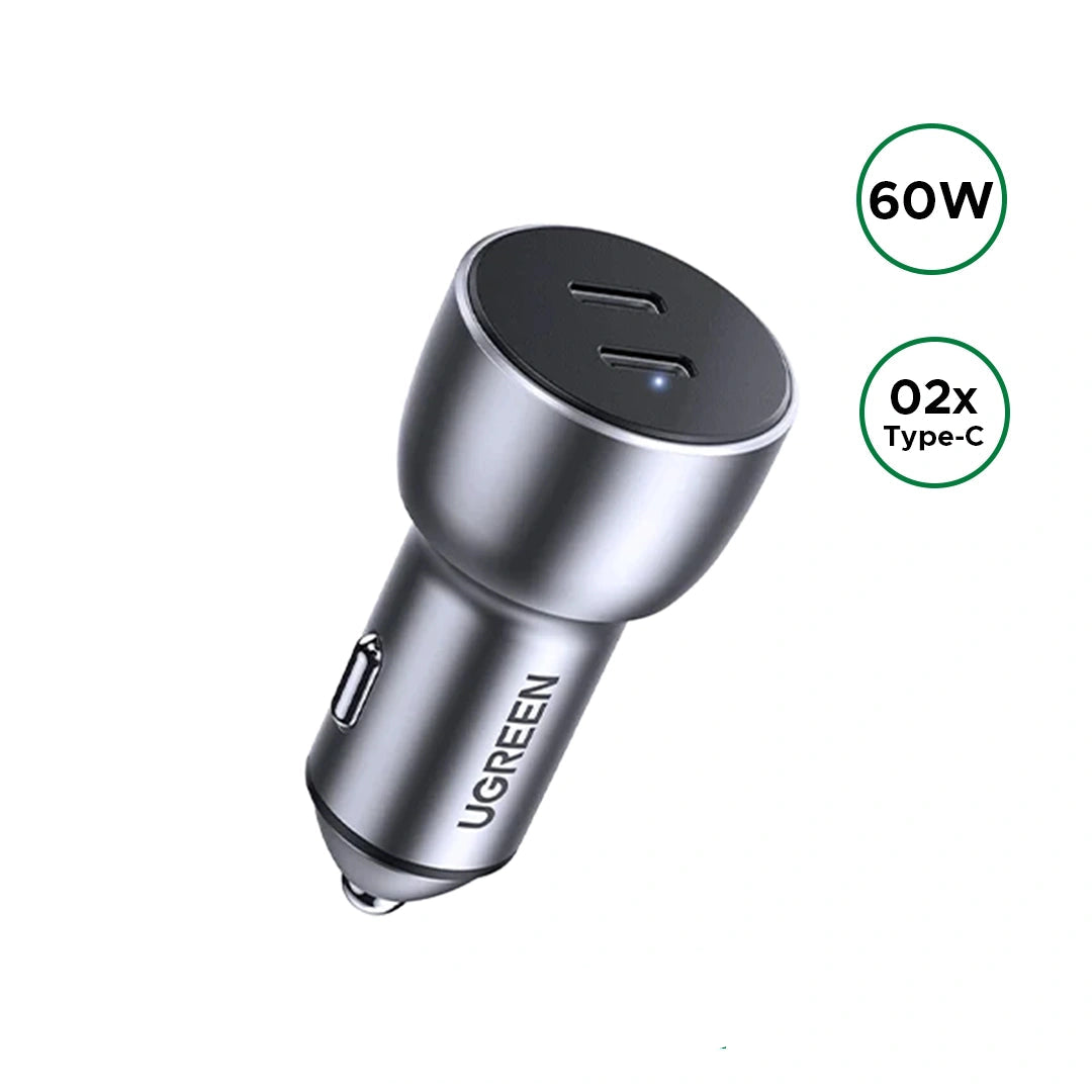 UGREEN 60W Dual Type-C Port PD Fast Car Charger – CD213 – 70594