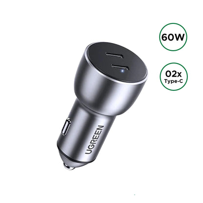 UGREEN 60W Dual Type-C Port PD Fast Car Charger – CD213 – 70594