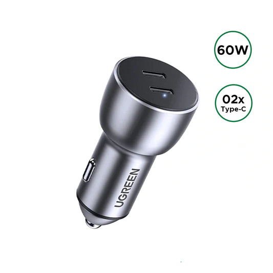 UGREEN 60W Dual Type-C Port PD Fast Car Charger – CD213 – 70594
