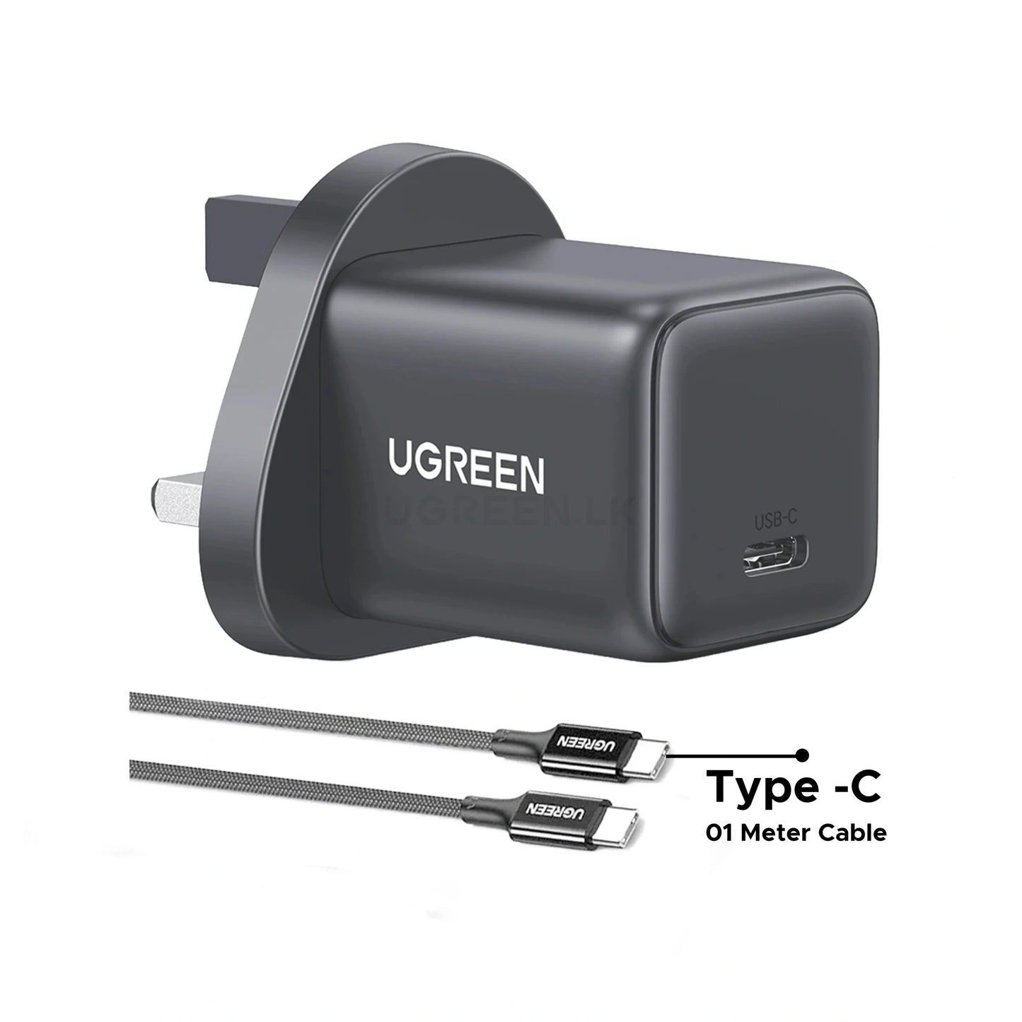 UGREEN 30W Type-C GaN Fast Charger UK with 1m Type-C Cable – X513 - 75958
