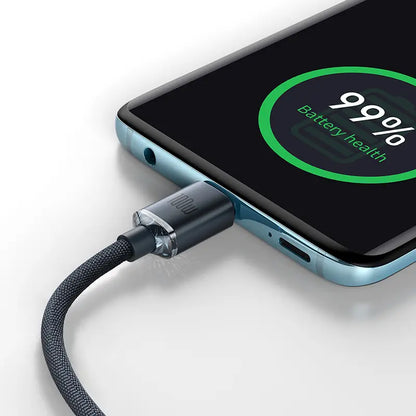 Baseus 1.2m Type-C to Type-C 100W Fast Charging Data Cable – Crystal Shine Series – Black