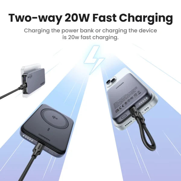 UGREEN 10000mAh 20W Qi2 Magnetic Wireless Power Bank – PB763 - 55135B
