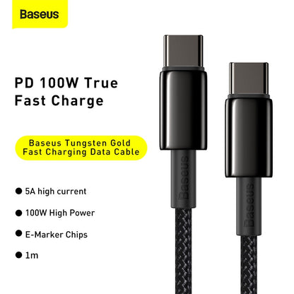 Baseus Tungsten Gold Fast Charging Data Cable Type-C to C 100W
