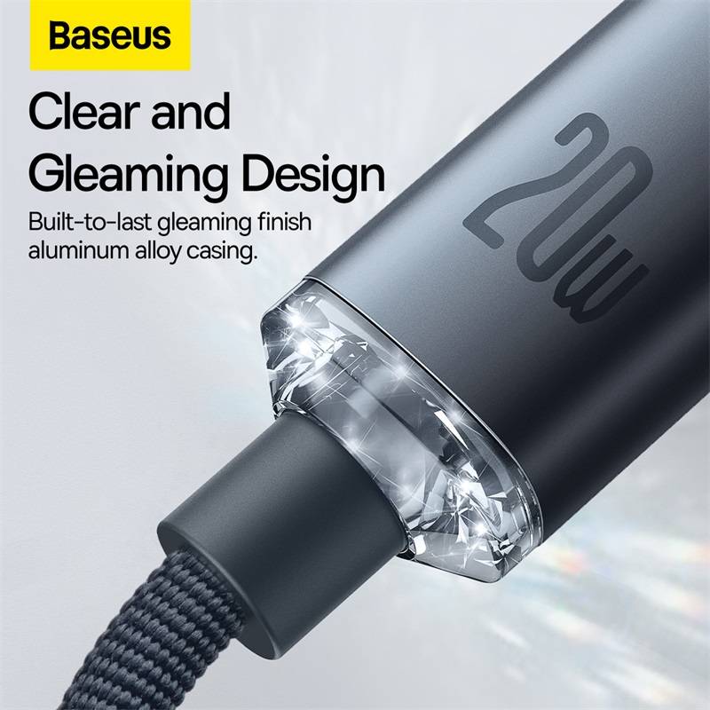 Baseus 1.2m Type-C to Lightning 20W Fast Charging Data Cable-Crystal Shine Series – Blue