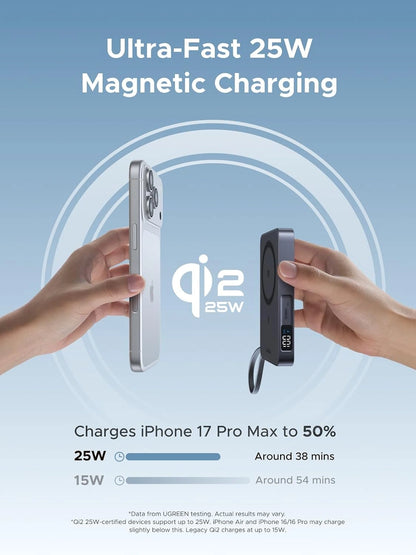 UGREEN 10000mAh 25W Qi2 Magflow Magnetic Wireless Power Bank – PB773 – 85956B