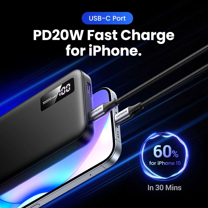 UGREEN 10000mAh 20W Two-way Fast Charging Power Bank – PB311 – 25742