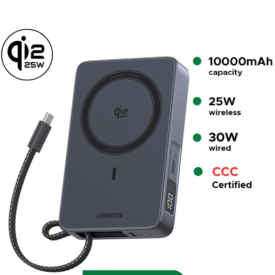 UGREEN 10000mAh 25W Qi2 Magflow Magnetic Wireless Power Bank – PB773 – 85956B