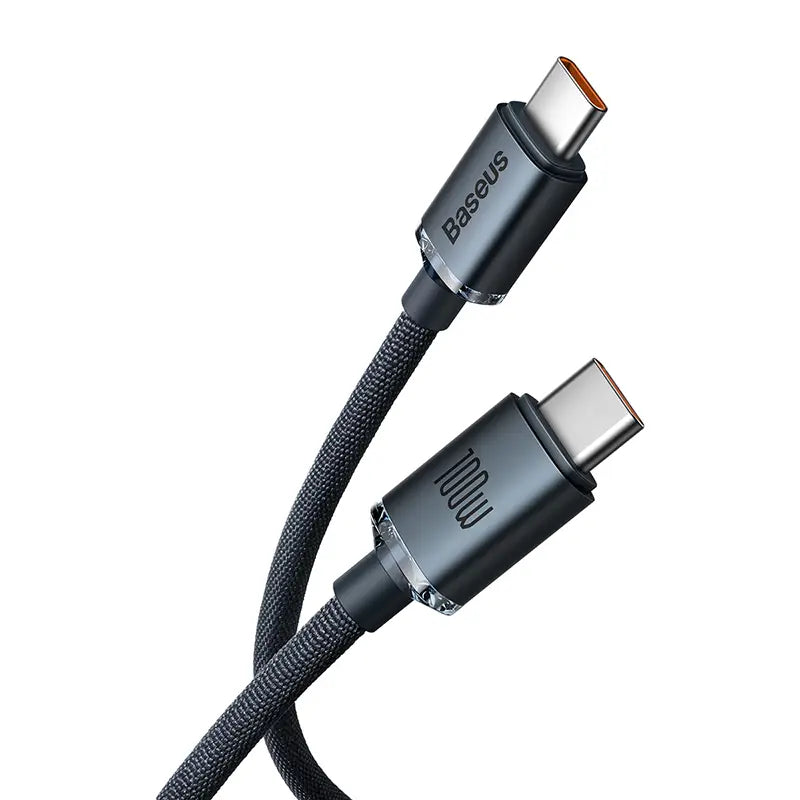 Baseus 1.2m Type-C to Type-C 100W Fast Charging Data Cable – Crystal Shine Series – Black