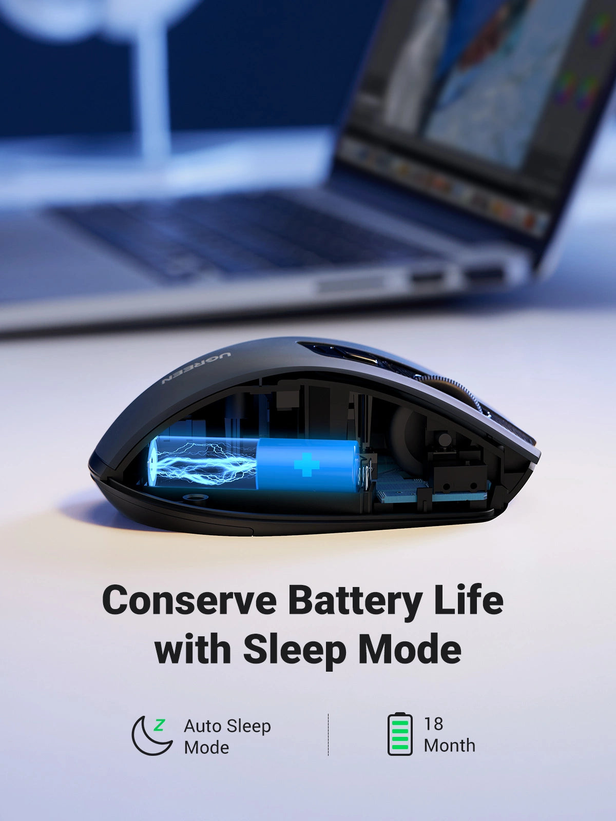 UGREEN Ergonomic Wireless Mouse 2.4G 4000DPI Silence Design