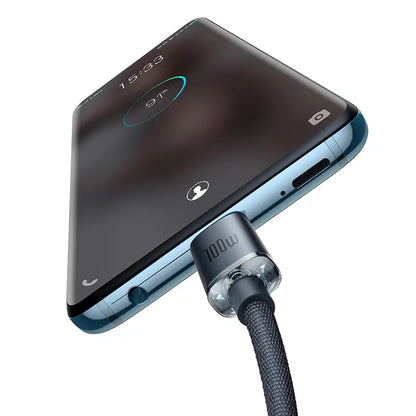 Baseus 1.2m Type-C to Type-C 100W Fast Charging Data Cable – Crystal Shine Series – Black