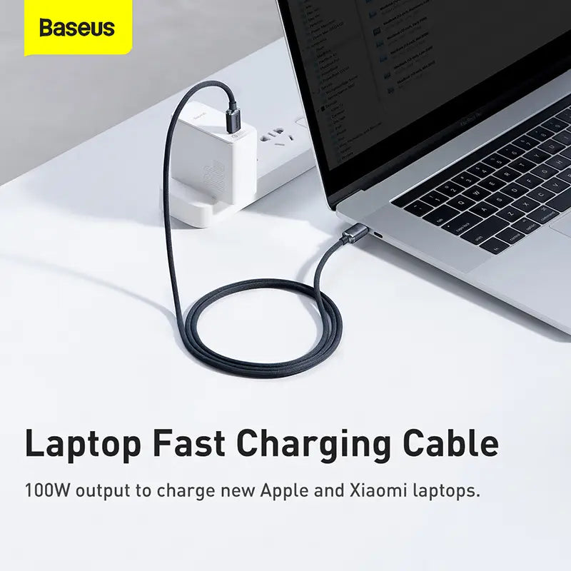 Baseus 1.2m Type-C to Type-C 100W Fast Charging Data Cable – Crystal Shine Series – Black
